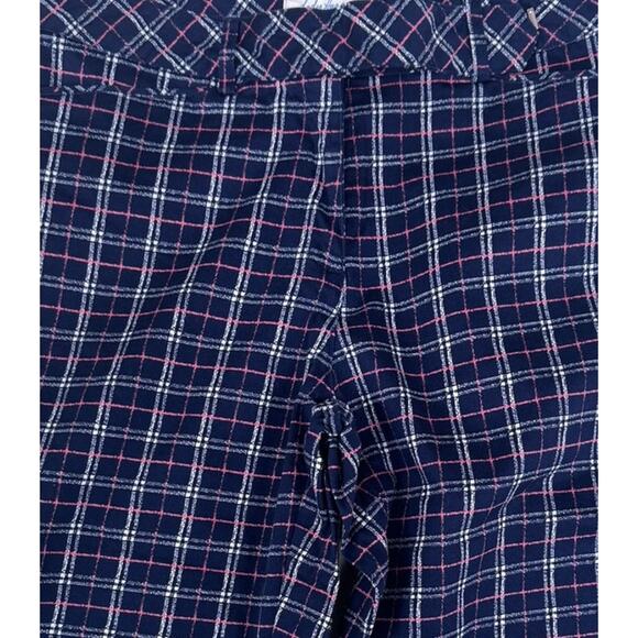 Lady Hagen Long Shorts Navy Blue Pink Check Plaid Size 4 Cotton Spandex - Picture 2 of 8